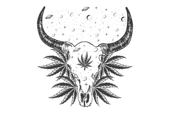 Bull Skull Cannabis Celestial SVG Shirt: Graphics & Crafts for Bold Branding
