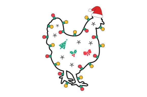 Chicken Christmas Light SVG Sublimation for Graphics & Crafts
